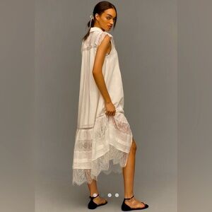 Anthropologie Sleeveless Collared Lace Midi Dress